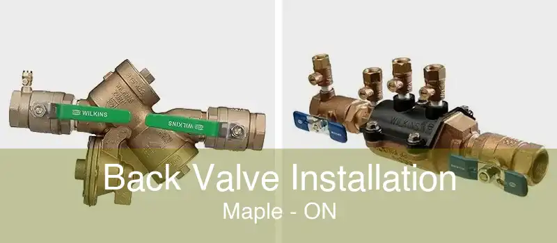 Back Valve Installation Maple - ON